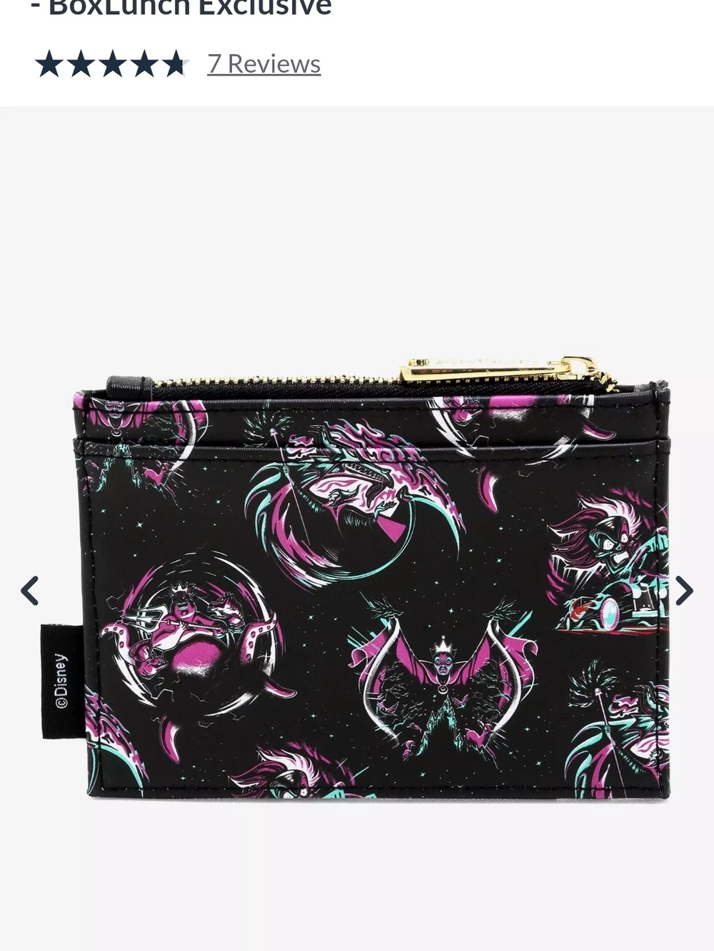 Loungefly Art Grunge Neon Disney Villains Cardholder Wallet NWT
